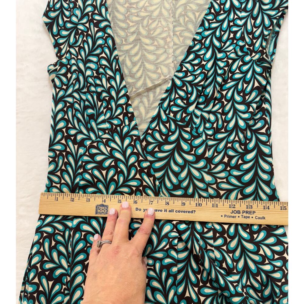 Diane Von Furstenberg DVF Kye Wrap Dress Size 10 Silk Jersey Turquoise Brown - Picture 11 of 13